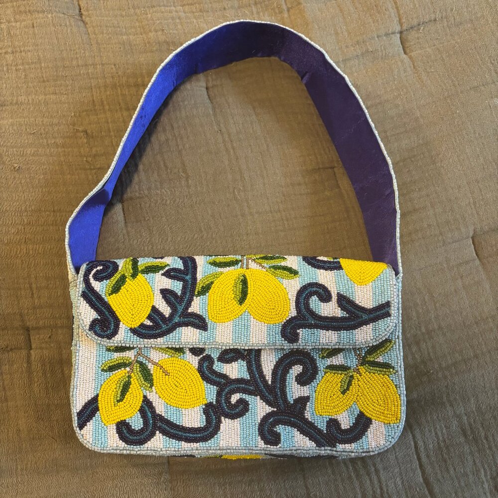 Beaded Lemon Shoulder Bag